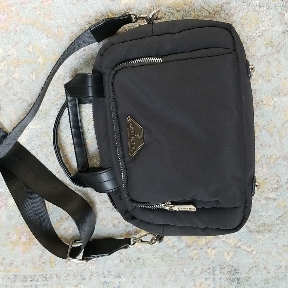 Ellen Tracy Adjustable crossbody bag, black nylon